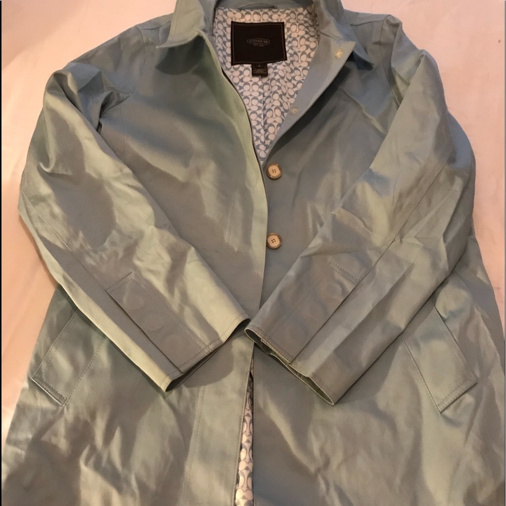 Coach Blue Rain Coat Large New Without Tags